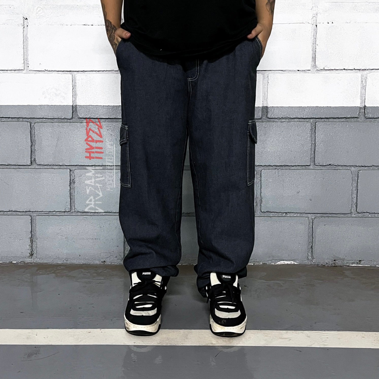 Calça Cargo Jeans Black