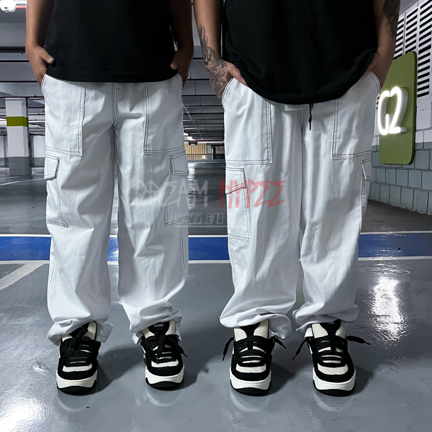 Calça Cargo Branca Contrast