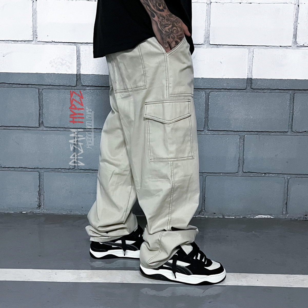 Calça Cargo Bege Contrast
