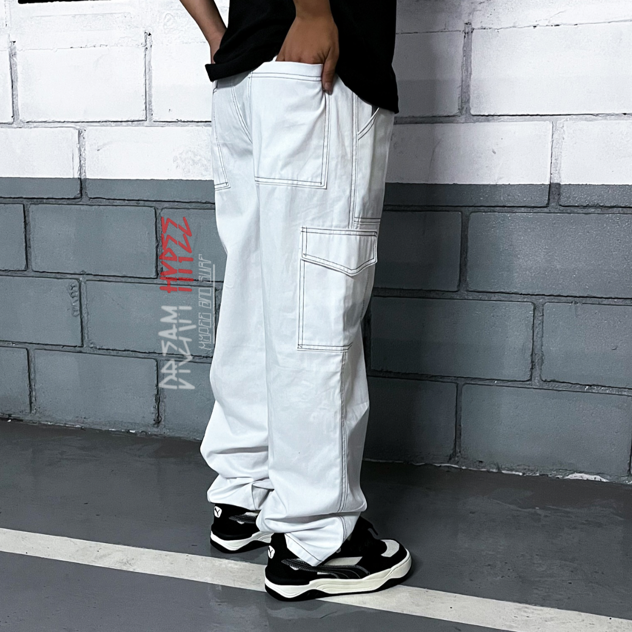 Calça Cargo Branca Contrast