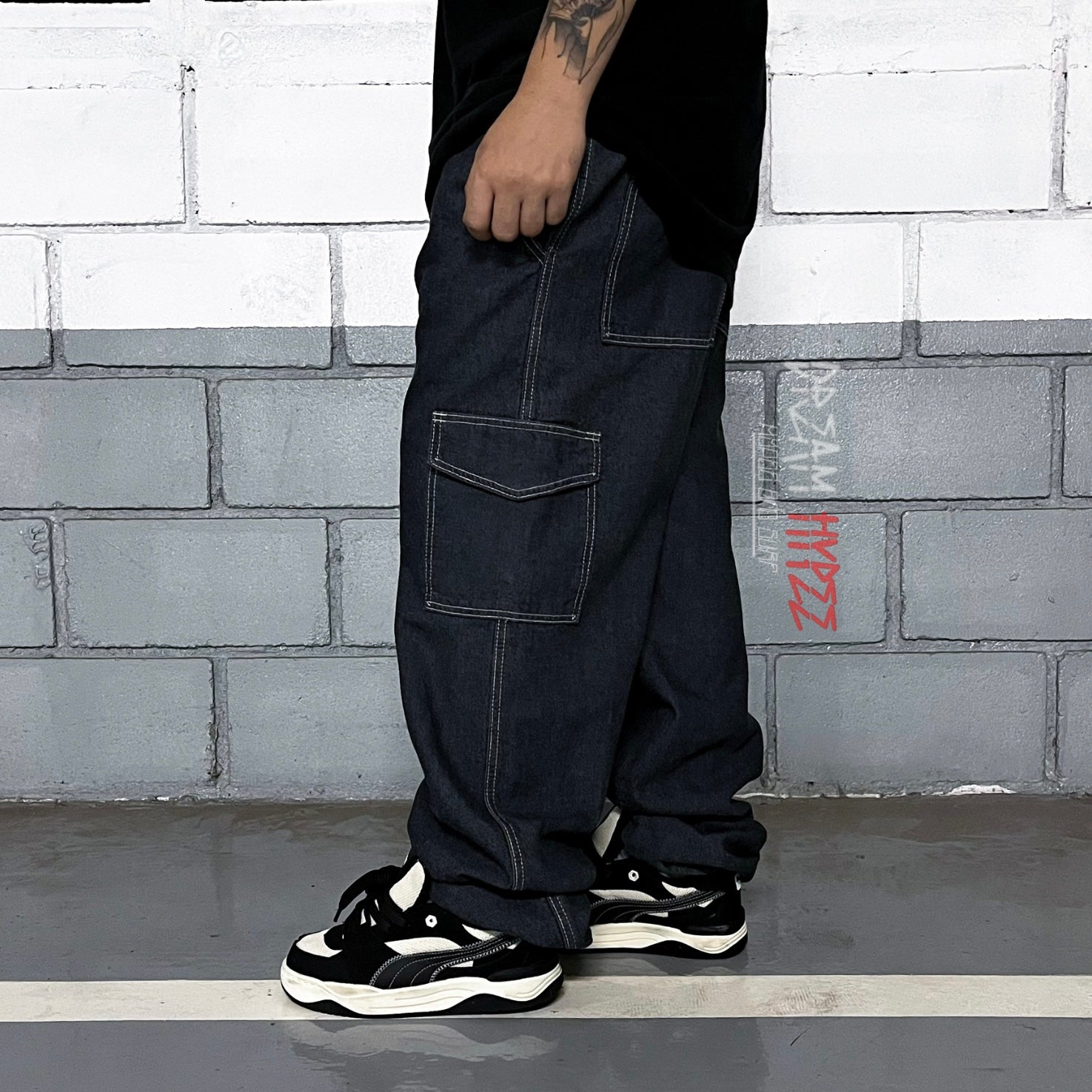 Calça Cargo Jeans Black