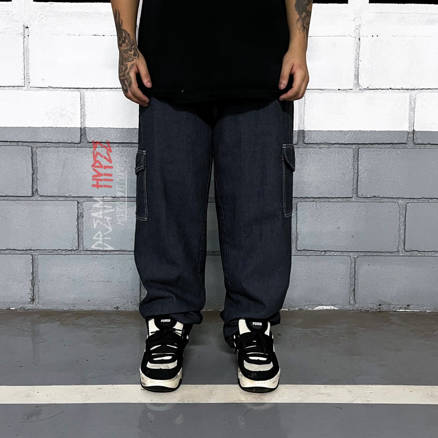Calça Cargo Jeans Black