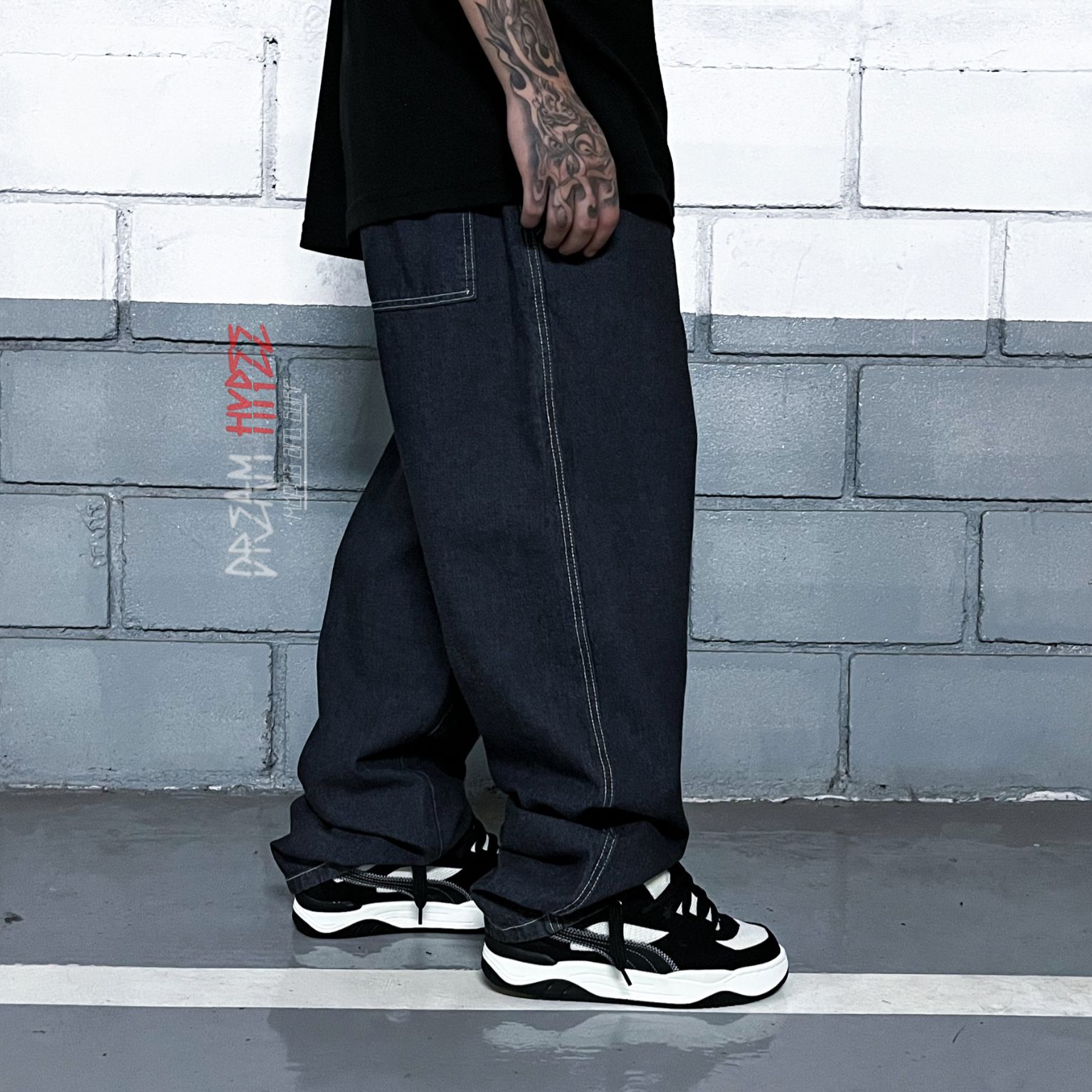 Calça Balão Jeans Black