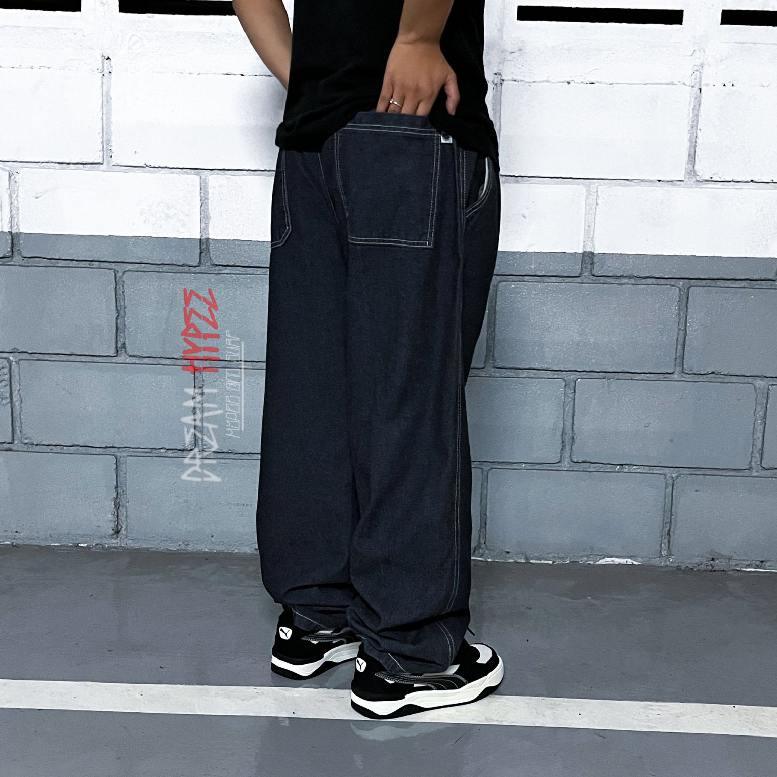 Calça Balão Jeans Black