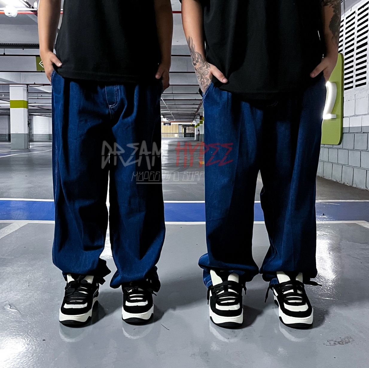 Calça Balão Jeans Azul Escuro