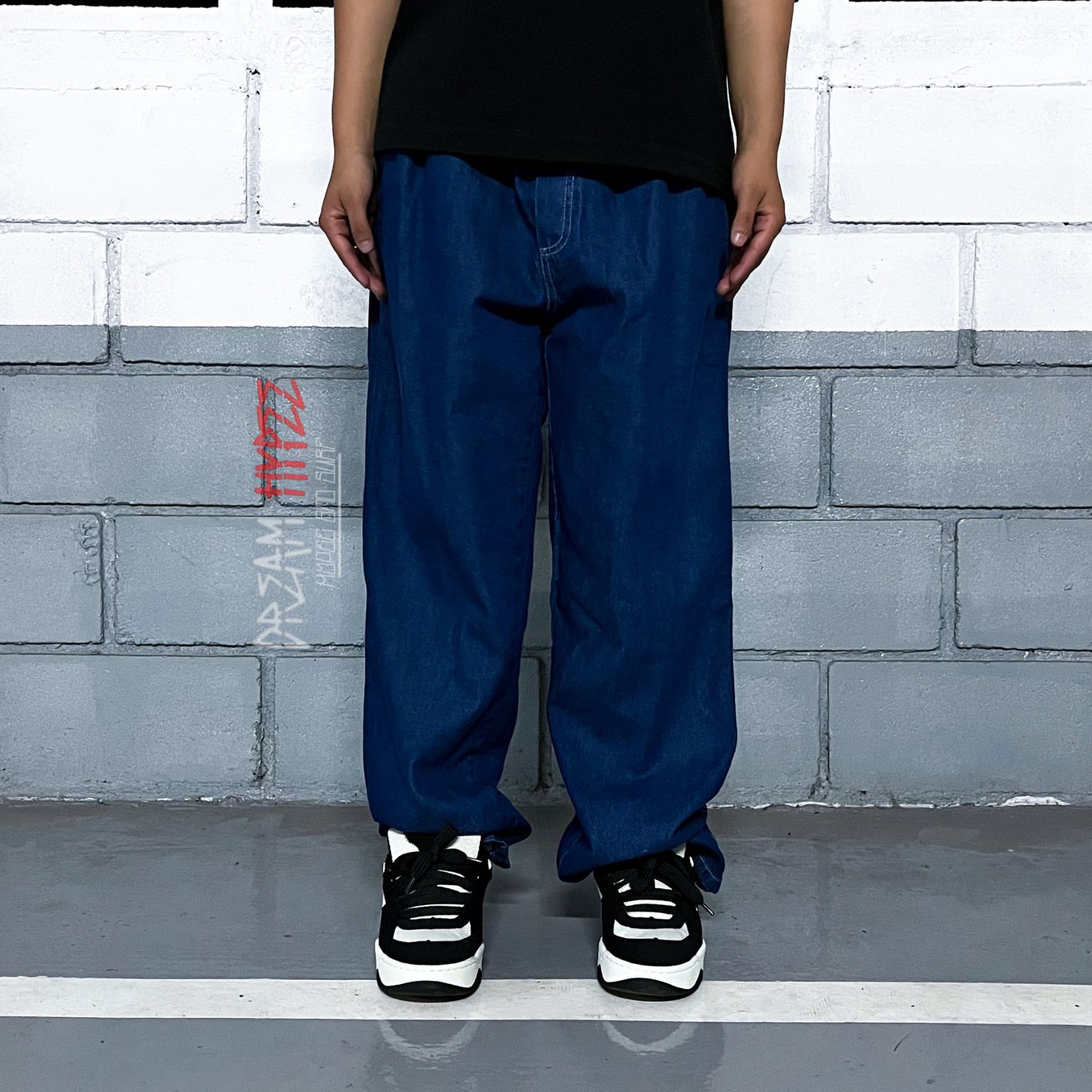 Calça Balão Jeans Azul Escuro