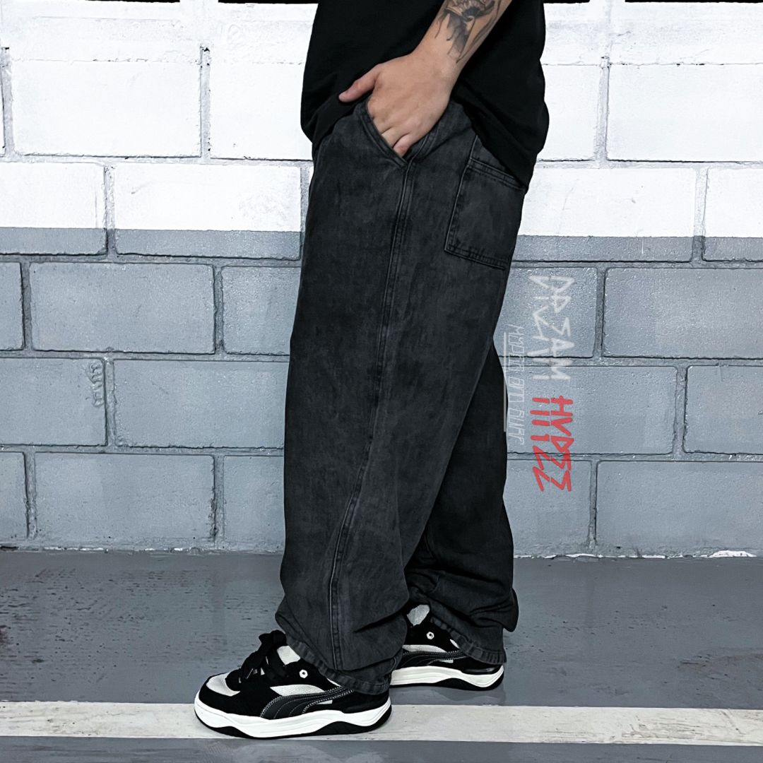 Calça Balão Jeans Marmorizada Black DH