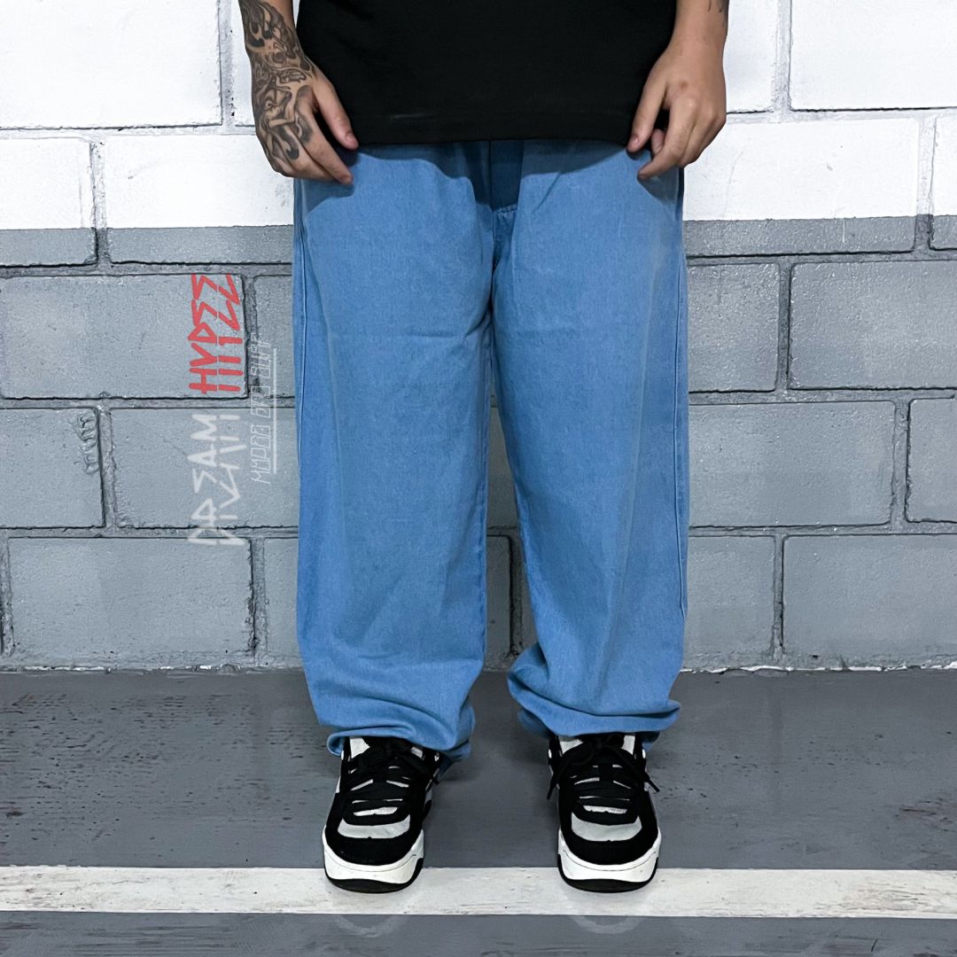 Calça Balão Jeans Azul Clara