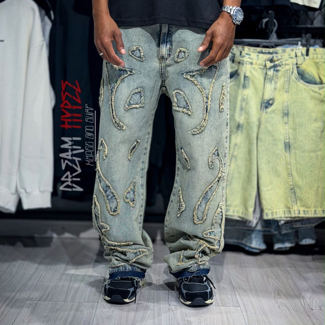 Calça Reta Destroyed DMC