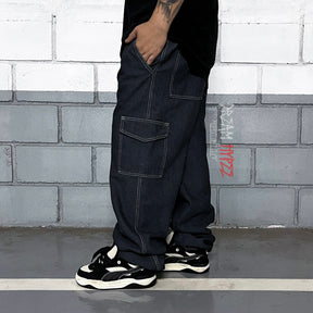Calça Cargo Jeans Black