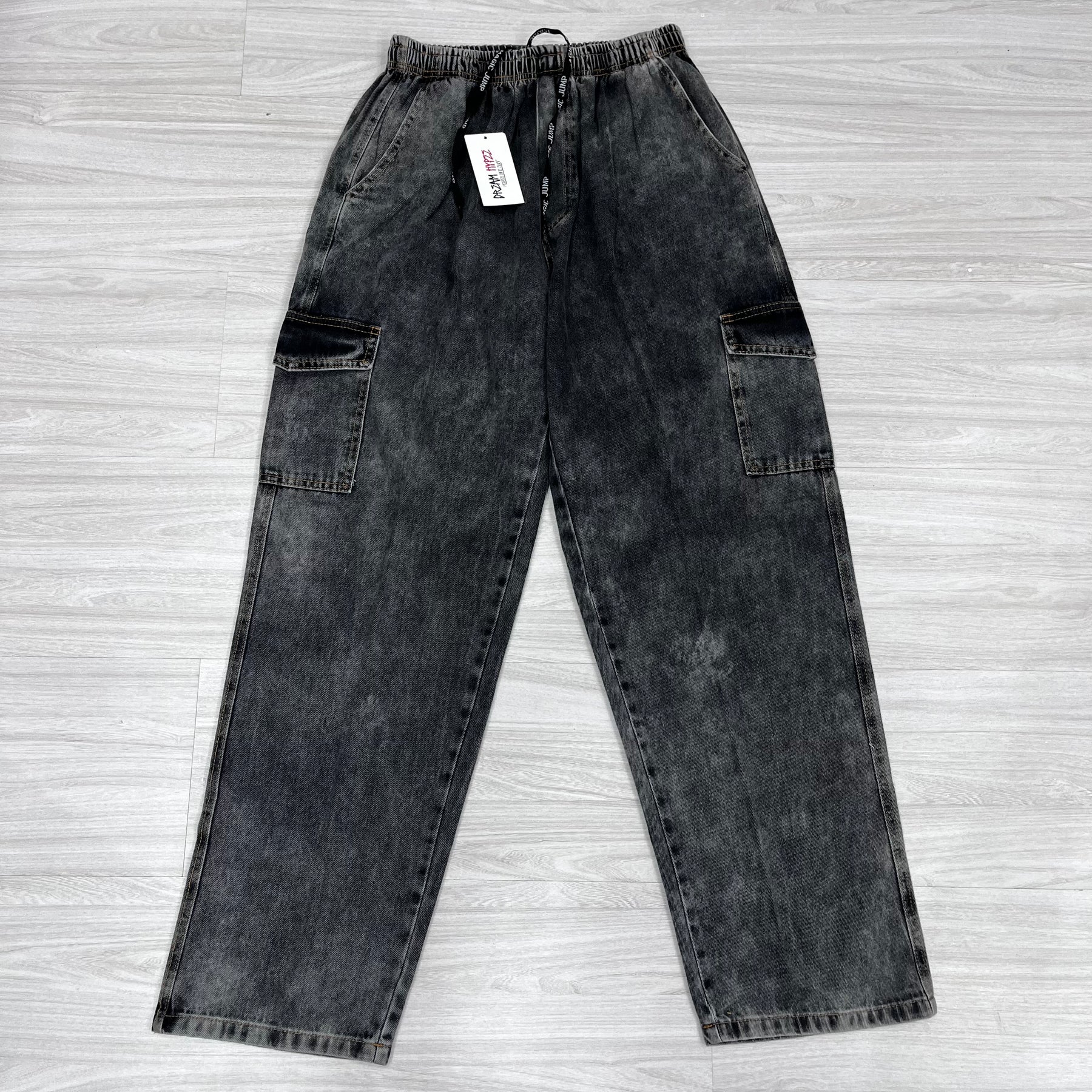 Calça Cargo Jeans Marmorizada