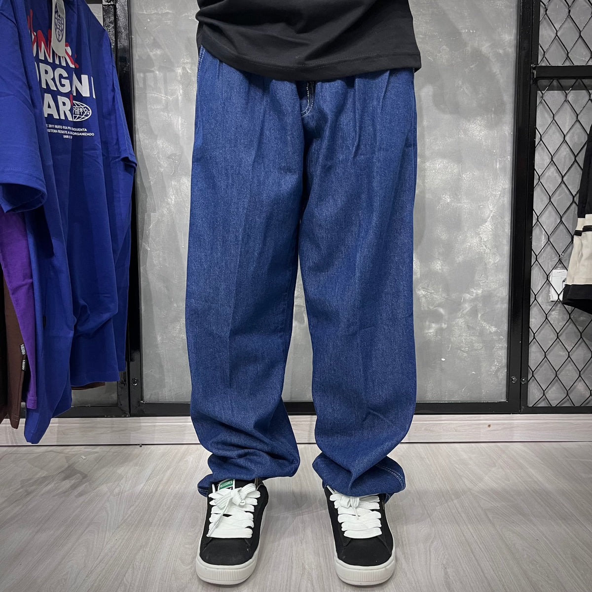 Calça Balão Jeans Azul Escuro