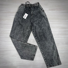 Calça balão jeans marmorizada