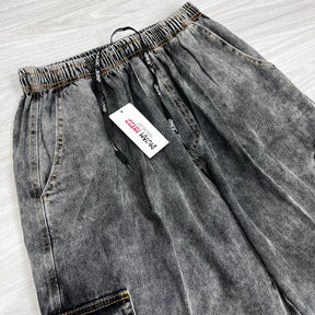 Calça Cargo Jeans Marmorizada