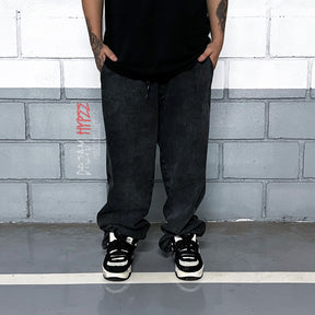 Calça Balão Jeans Marmorizada Black