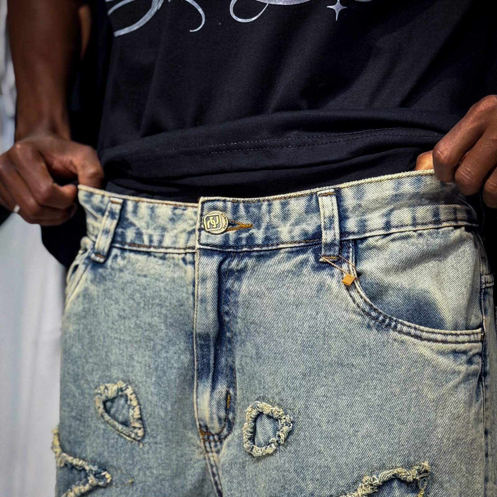 Calça Reta Destroyed DMC