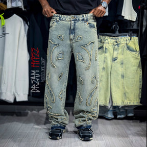 Calça Reta Destroyed DMC