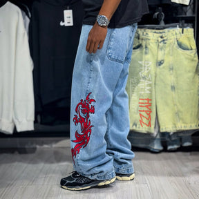 Calça Reta Red Flames DMC