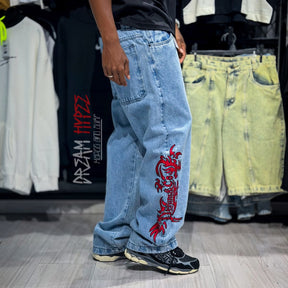 Calça Reta Red Flames DMC